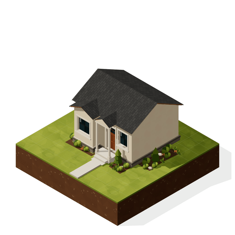 Isometric one-story residential building visual