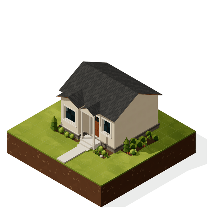 Isometric residential property exterior visual
