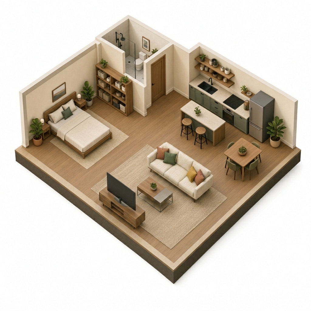 Isometric residential floor plan visual