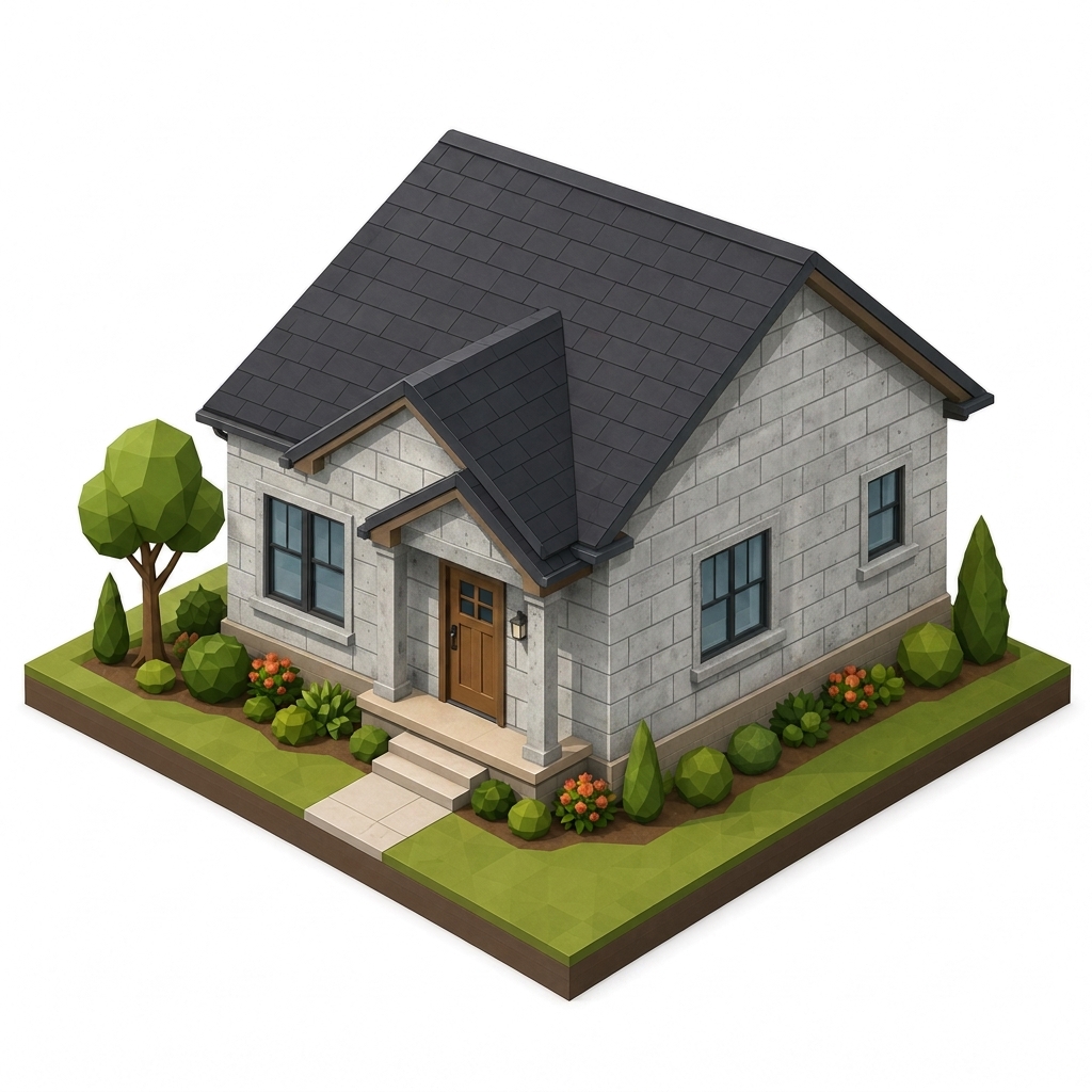 Isometric concrete masonry wall visual