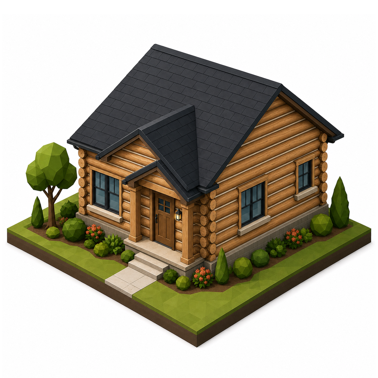 Isometric log cabin wall visual