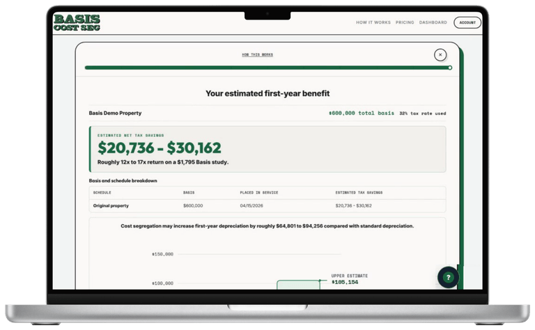 Completed Basis Estimate result on a laptop.